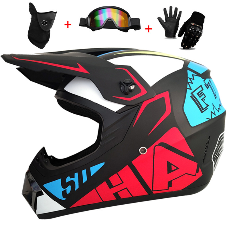 Mountain Biking Protective Gear - 3Pcs Kids Off-Road Full Helmet,Motocross Casco